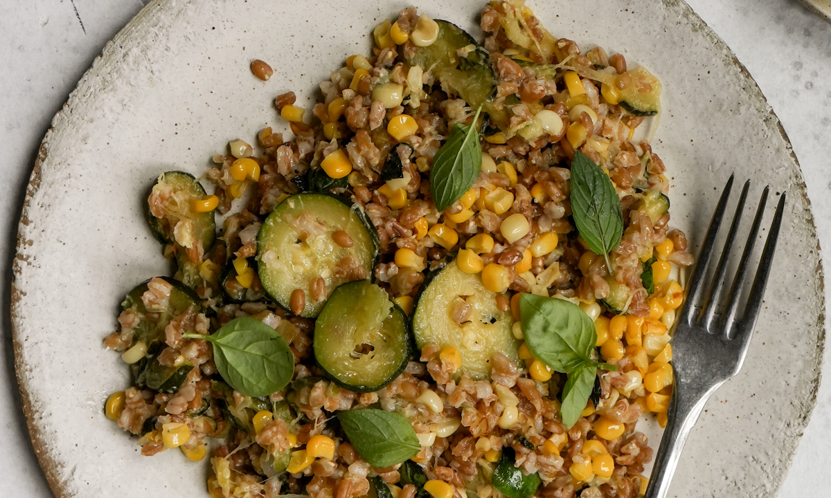 Corn and Zucchini Farro Salad 